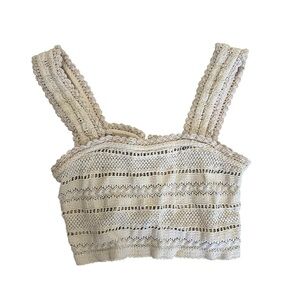 Aerie Tan Crochet Cropped Tank 🤍